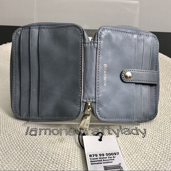 Brahmin Bags Brahmin Muted Dusty Blue Zip Around Travel Wallet